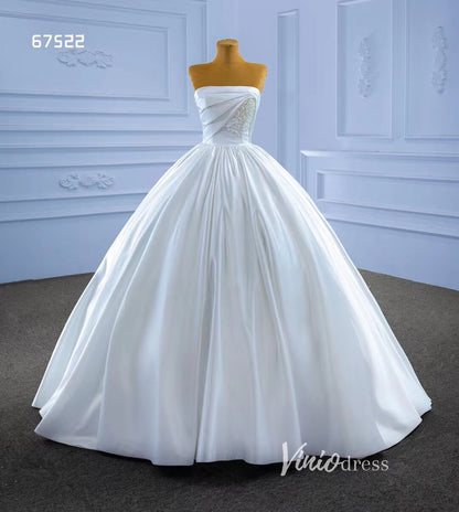 Strapless Satin Wedding Dresses Minimalist Bridal Gown 67522-wedding dresses 2025 -Viniodress-Ivory-Custom Size-
