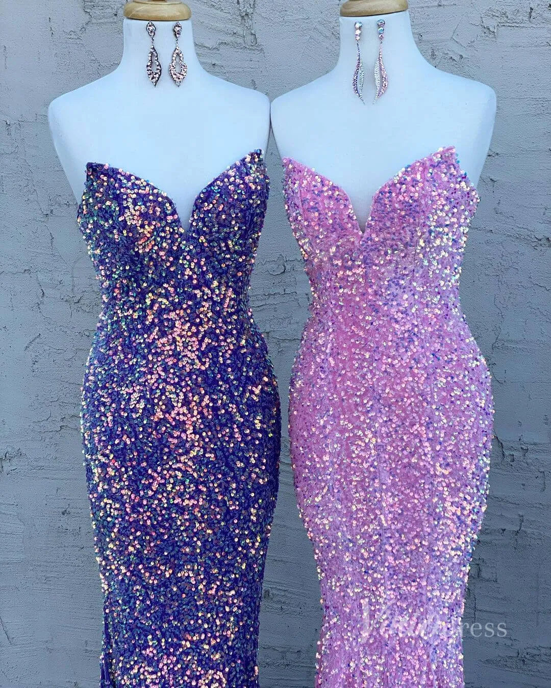 Strapless Sparkly Sequin Mermaid Prom Dresses FD3311-prom dresses 2025 -Viniodress-Blue-Custom Size-