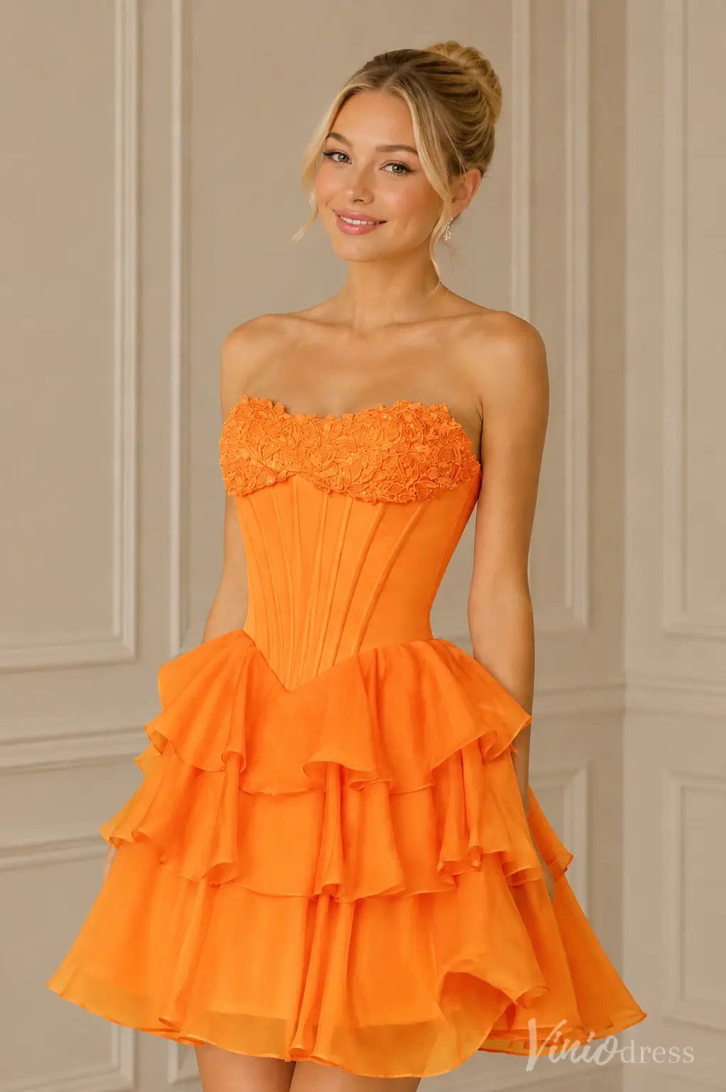 S26051-Homecoming Dresses 2026-Viniodress-Orange-Custom Size – Add Measurements in Cart-