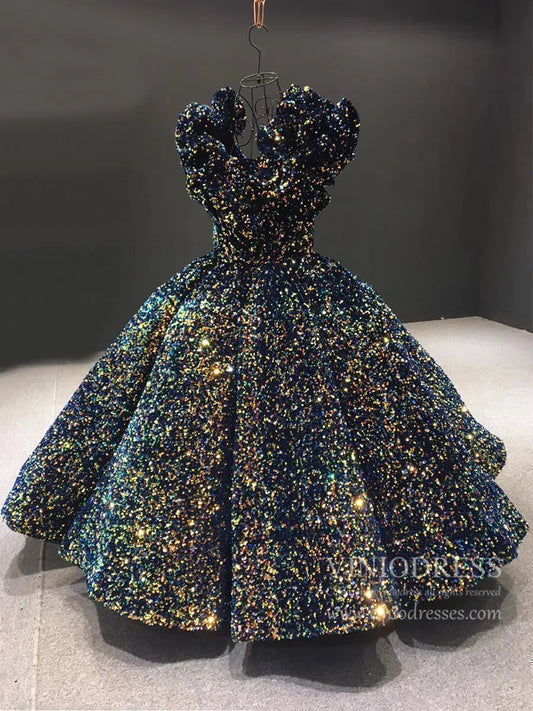 Tea Length Shimmering Sequin Prom Dresses Couture Ball Gowns FD1281B viniodress-prom dresses 2025 -Viniodress-Gold-US 2-