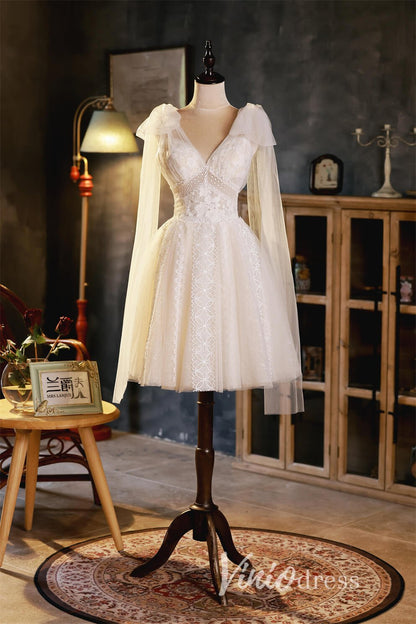 V-neck Lace Homecoming Dresses Short Graduation Dress SD1454 – Viniodress