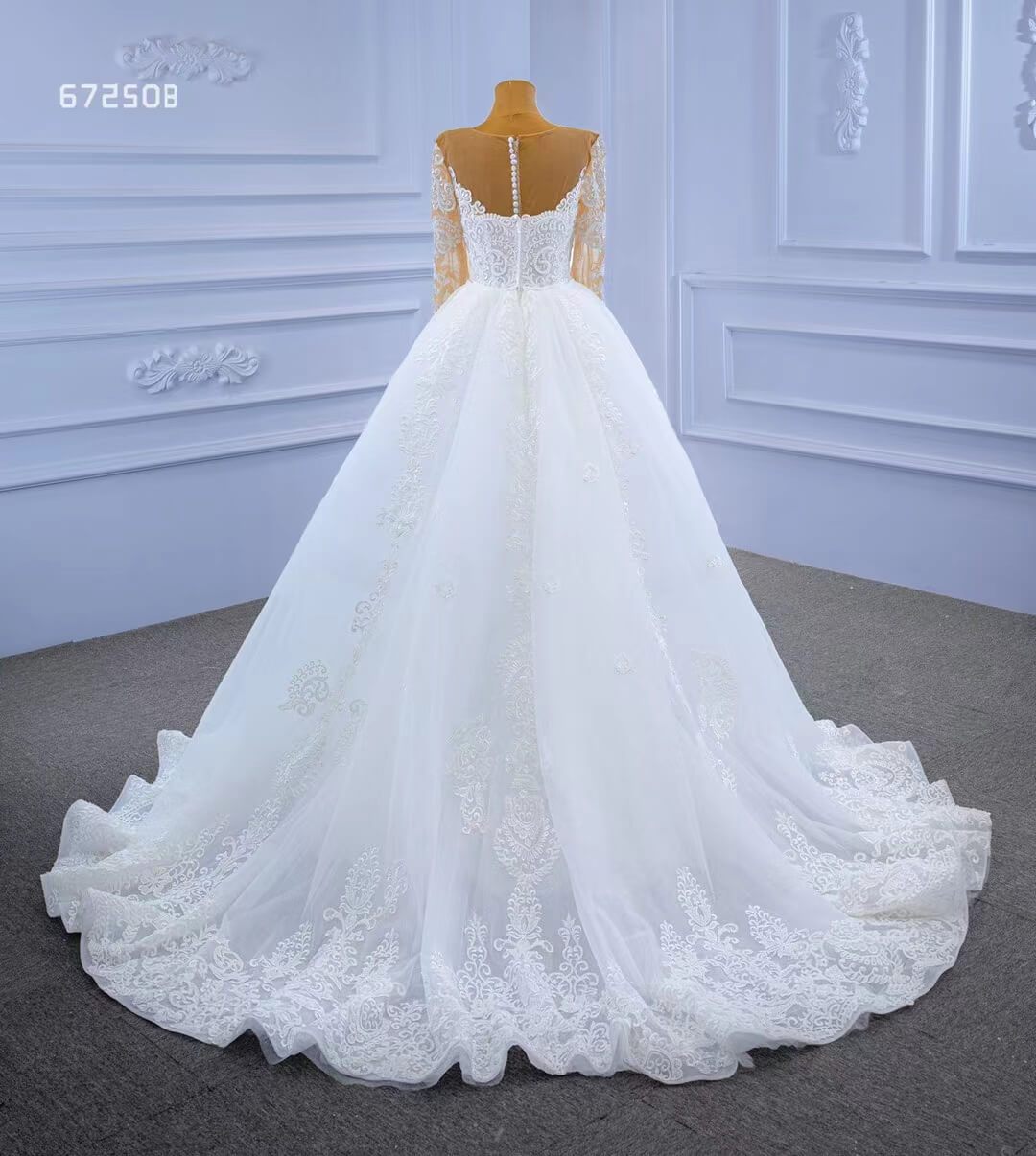Vintage Beaded Lace Overskirt Wedding Dresses with Sleeves 67250 Viniodress-wedding dresses 2025 -Viniodress-Ivory-Custom Size-