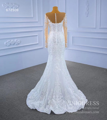 Vintage Beaded Lace Overskirt Wedding Dresses with Sleeves 67250 Viniodress-wedding dresses 2025 -Viniodress-Ivory-Custom Size-