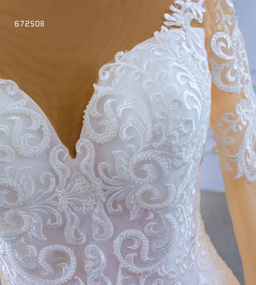 Vintage Beaded Lace Overskirt Wedding Dresses with Sleeves 67250 Viniodress-wedding dresses 2025 -Viniodress-Ivory-Custom Size-