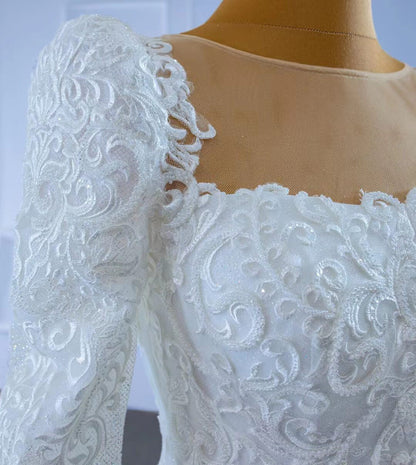 Vintage Beaded Lace Wedding Gown with Long Sleeves 67258-wedding dresses 2025 -Viniodress-Ivory-Custom Size-