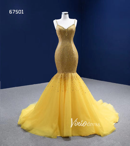 Vintage Bright Gold Mermaid Wedding Dresses with Cape 67501-wedding dresses 2025 -Viniodress-Gold-Custom Size-