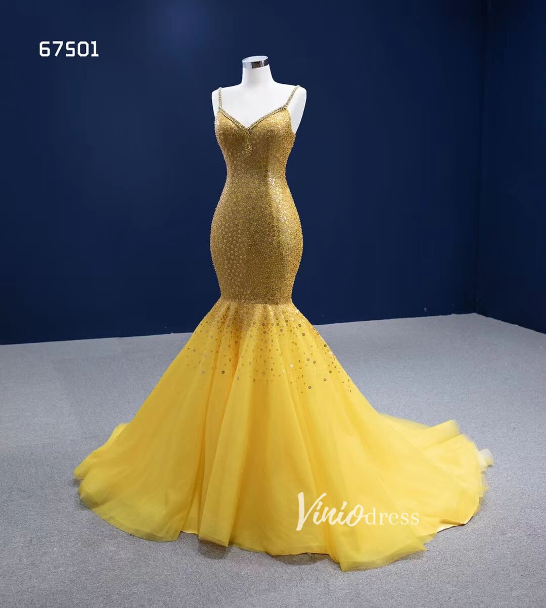 Vintage Bright Gold Mermaid Wedding Dresses with Cape 67501-wedding dresses 2025 -Viniodress-Gold-Custom Size-