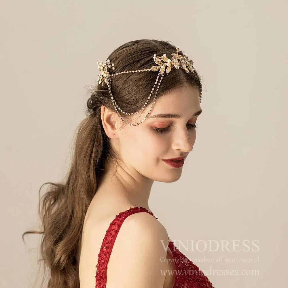 Vintage Gold Bridal Circlet Headband AC1103-Headpieces-Viniodress-Headband-Viniodress