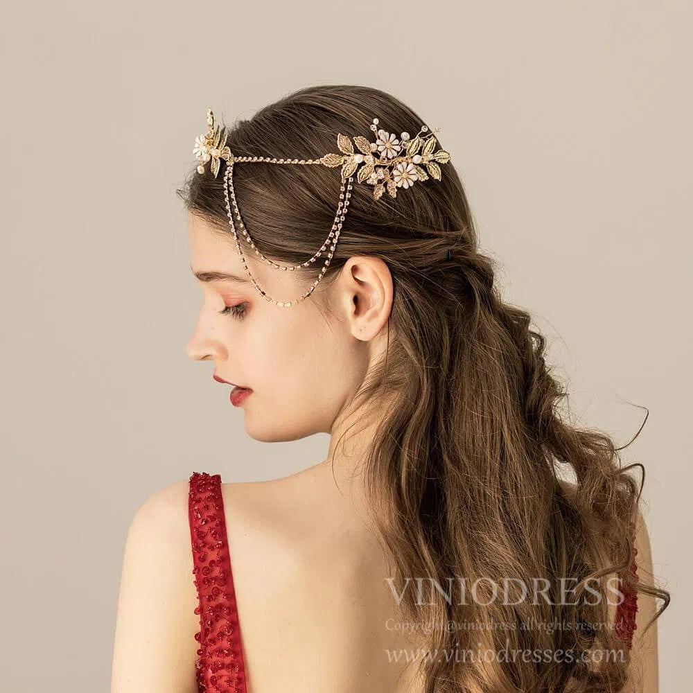 Vintage Gold Bridal Circlet Headband AC1103-Headpieces-Viniodress-Headband-Viniodress