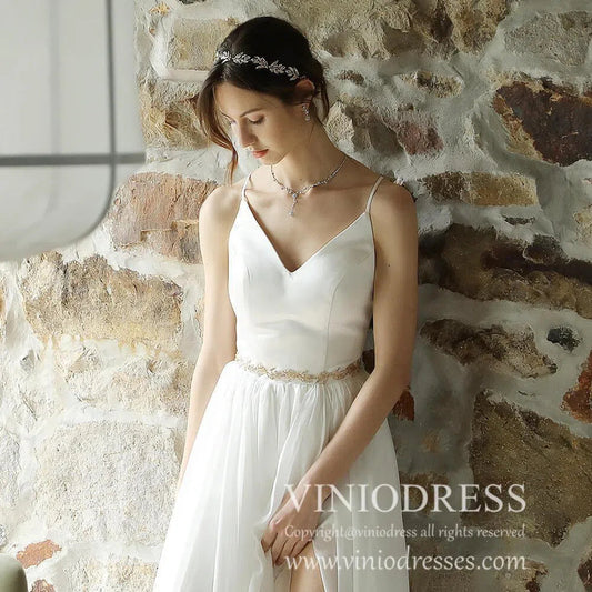 Vintage Gold Leaves Bridal Sash with Crystals AC1058-Sashes & Belts 2025 -Viniodress-Gold-