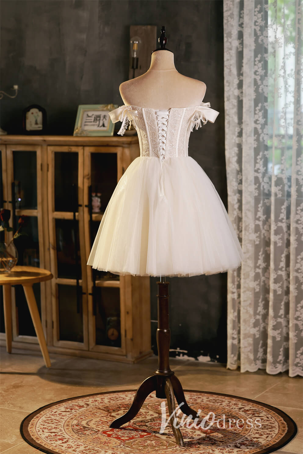 Vintage Homecoming Dresses Off the Shoulder Short Graduation Dress SD1 – Viniodress