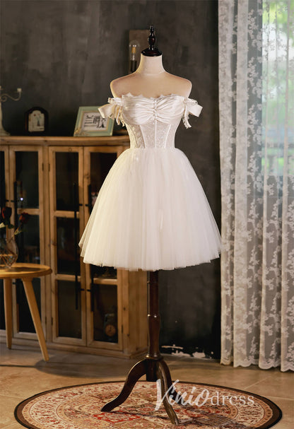 Vintage Homecoming Dresses Off the Shoulder Short Graduation Dress SD1 – Viniodress
