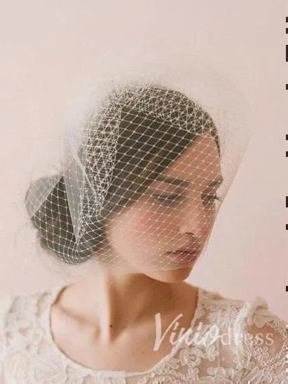 Vintage-Inspired Ivory Tulle and Mesh Birdcage Veils ACC1088-Veils-Viniodress-Ivory-Viniodress