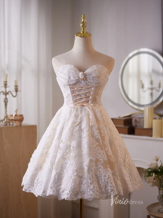 Vintage Ivory Lace Corset Homecoming Dress with Sweetheart Neckline & Cameo Detail – BJ103-prom dresses 2025 -Viniodress-Ivory-Custom Size-