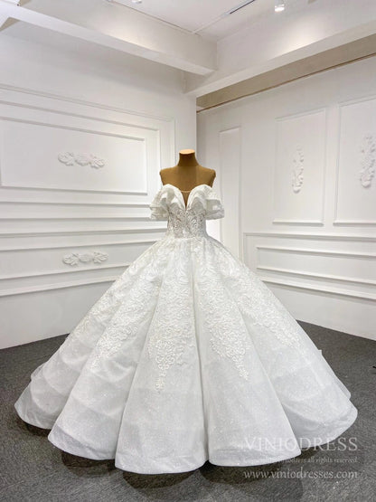Vintage Lace Wedding Dresses Off the Shoulder Ball Gown 67162B-wedding dresses 2025 -Viniodress-As Picture-Custom Size-
