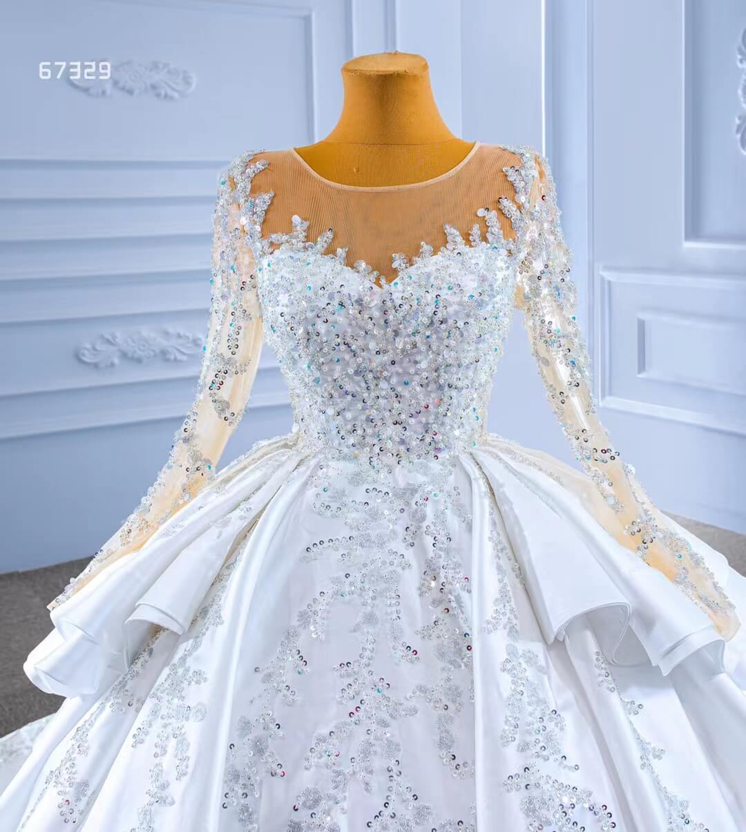 Vintage Layered Royal Wedding Dresses with Sleeves 67329 Viniodress-wedding dresses 2025 -Viniodress-Ivory-Custom Size-