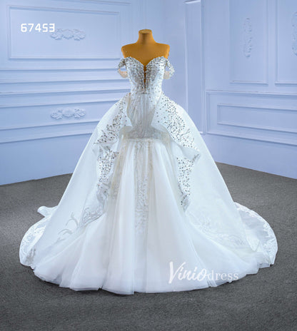 Vintage Mermaid Wedding Dresses with Removable Train 67453-wedding dresses 2025 -Viniodress-Ivory-Custom Size-