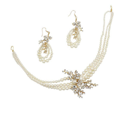 Vintage Pearl Eearrings and Headband Set AC1194-Headpieces 2025 -Viniodress-Headband-