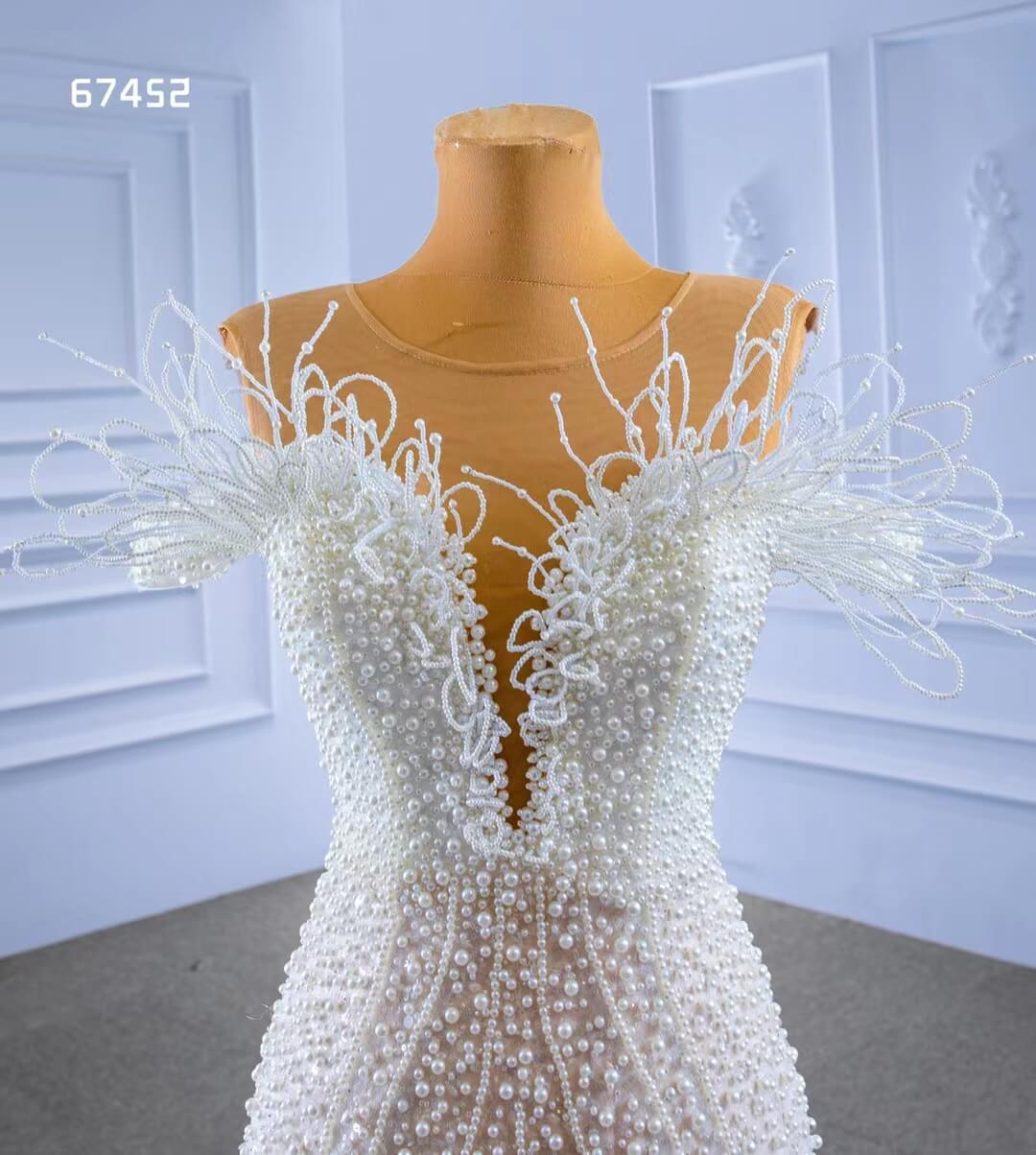 Vintage Pearl Mermaid Wedding Dresses Luxury Beaded Wedding Gown 67452 – Viniodress