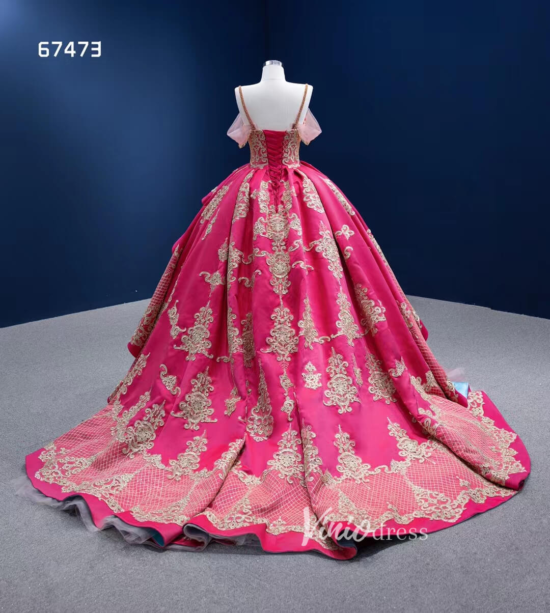 Vintage Pink Wedding Dress Ball Gown Sweet 15 Dress Quince Dress 67473-Quinceanera Dresses 2025 -Viniodress-Pink-Custom Size-