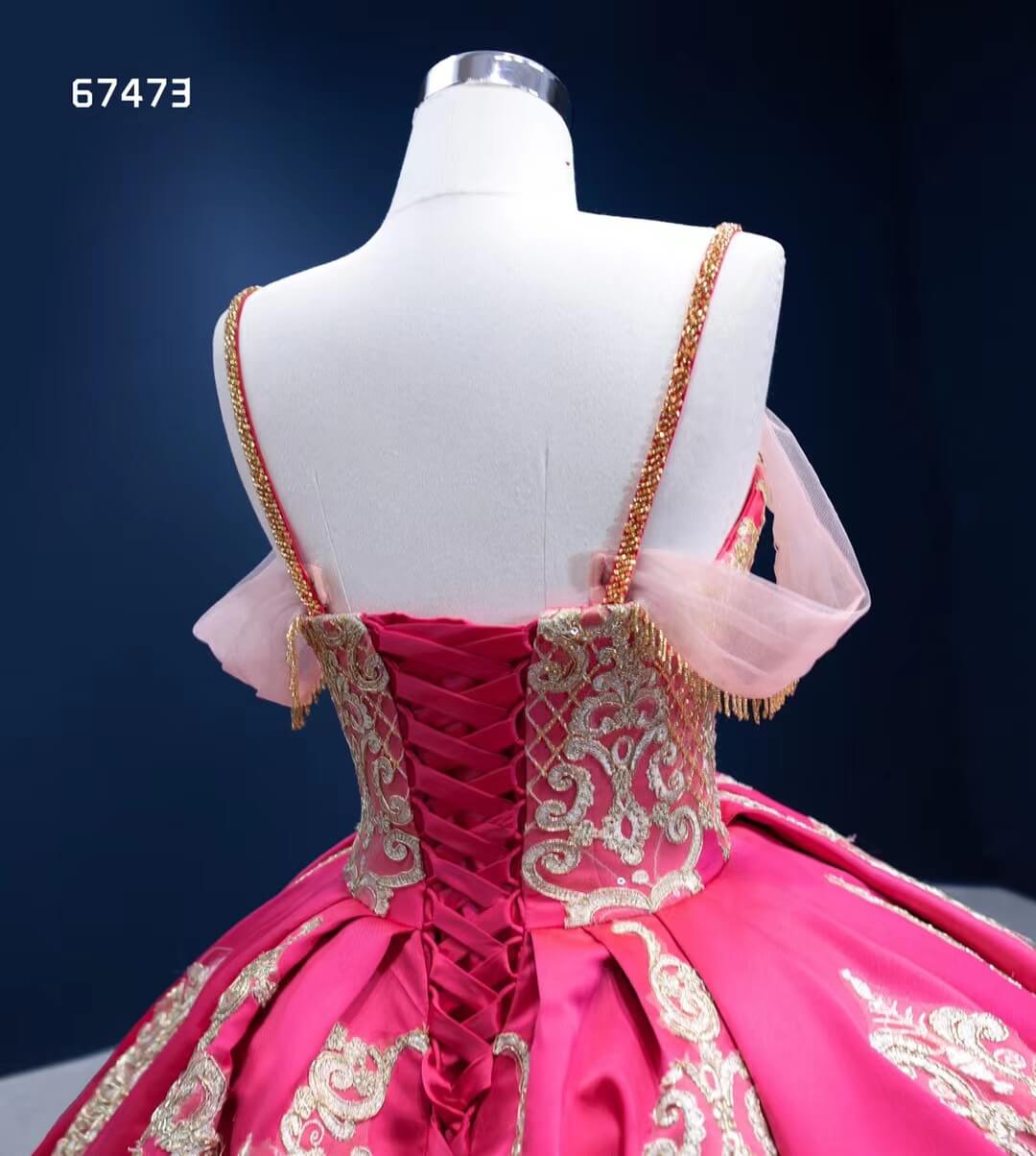 Vintage Pink Wedding Dress Ball Gown Sweet 15 Dress Quince Dress 67473-Quinceanera Dresses 2025 -Viniodress-Pink-Custom Size-