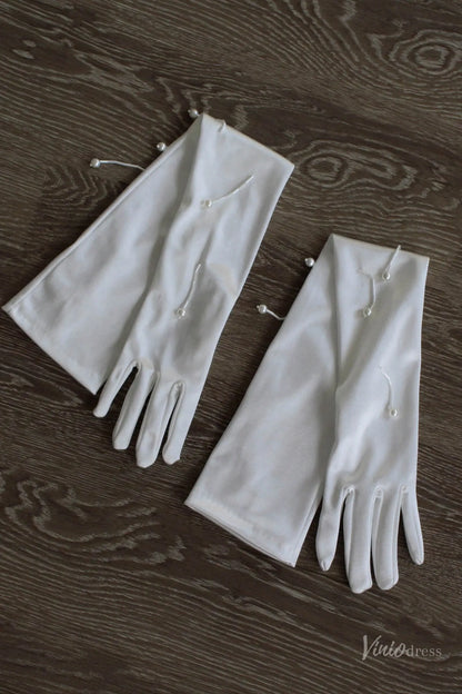 White Satin Opera Bridal Gloves with Floral Drop Details – Long Elegant Wedding Gloves for Women WG218-Bridal Gloves 2026-Viniodress-Ivory-Flower-