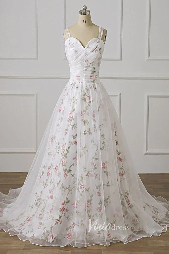 White Sweetheart Neck Prom Dresses Floral Evening Dress FD3051-prom dresses 2025 -Viniodress-White-Custom Size-