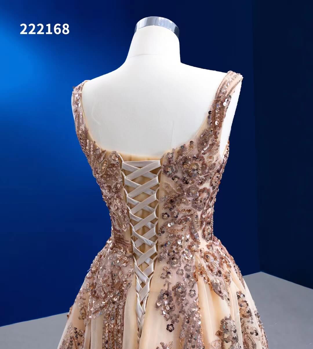 A-Line Strapless Tiered Prom Dress Gold main image 1