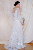 A-line Lace Boho Wedding Dresses Long Sleeve Bridal Dress VW2203-wedding dresses-Viniodress-Viniodress