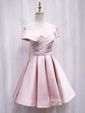 A-line Off Shoulder Homecoming Dress with Pockets SD1085-homecoming dresses-Viniodress-Pink-Custom Size-Viniodress