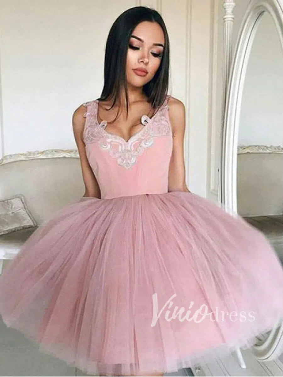 Short Prom Dresses 2025 Cheap A Line Pink Homecoming Dresses SD1094-homecoming dresses-Viniodress-Pink-Custom Size-Viniodress