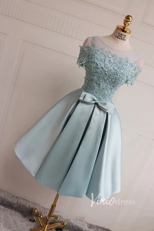 A-line Satin Homecoming Dresses with Pockets SD1227-Homecoming Dresses 2025 -Viniodress-Light Blue-Custom Size-