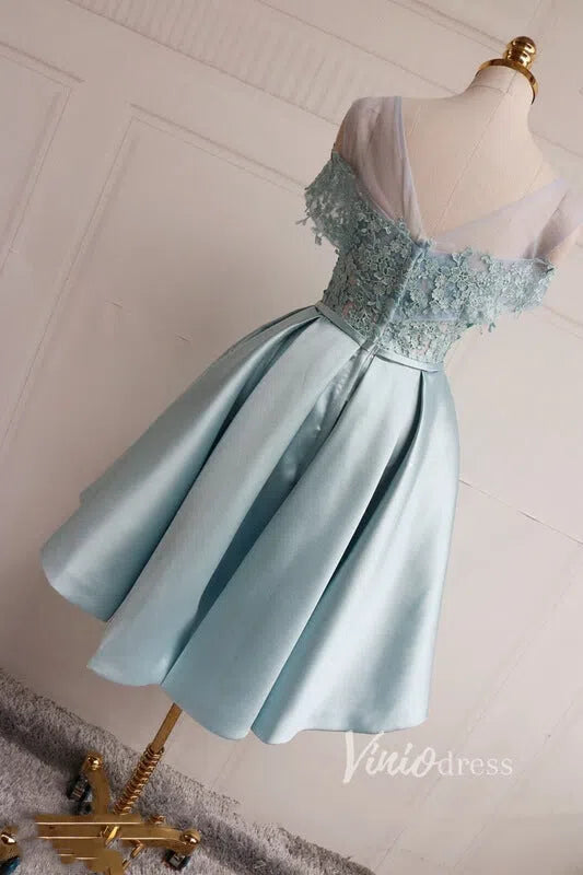 Short Prom Dresses 2025 A-line Satin Homecoming Dresses with Pockets SD1227-homecoming dresses-Viniodress-Light Blue-Custom Size-Viniodress