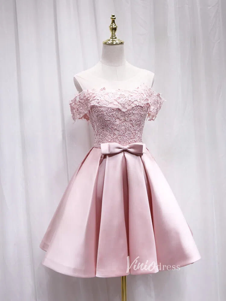 A-line Satin Homecoming Dresses with Pockets SD1227-homecoming dresses-Viniodress-Pink-Custom Size-Viniodress