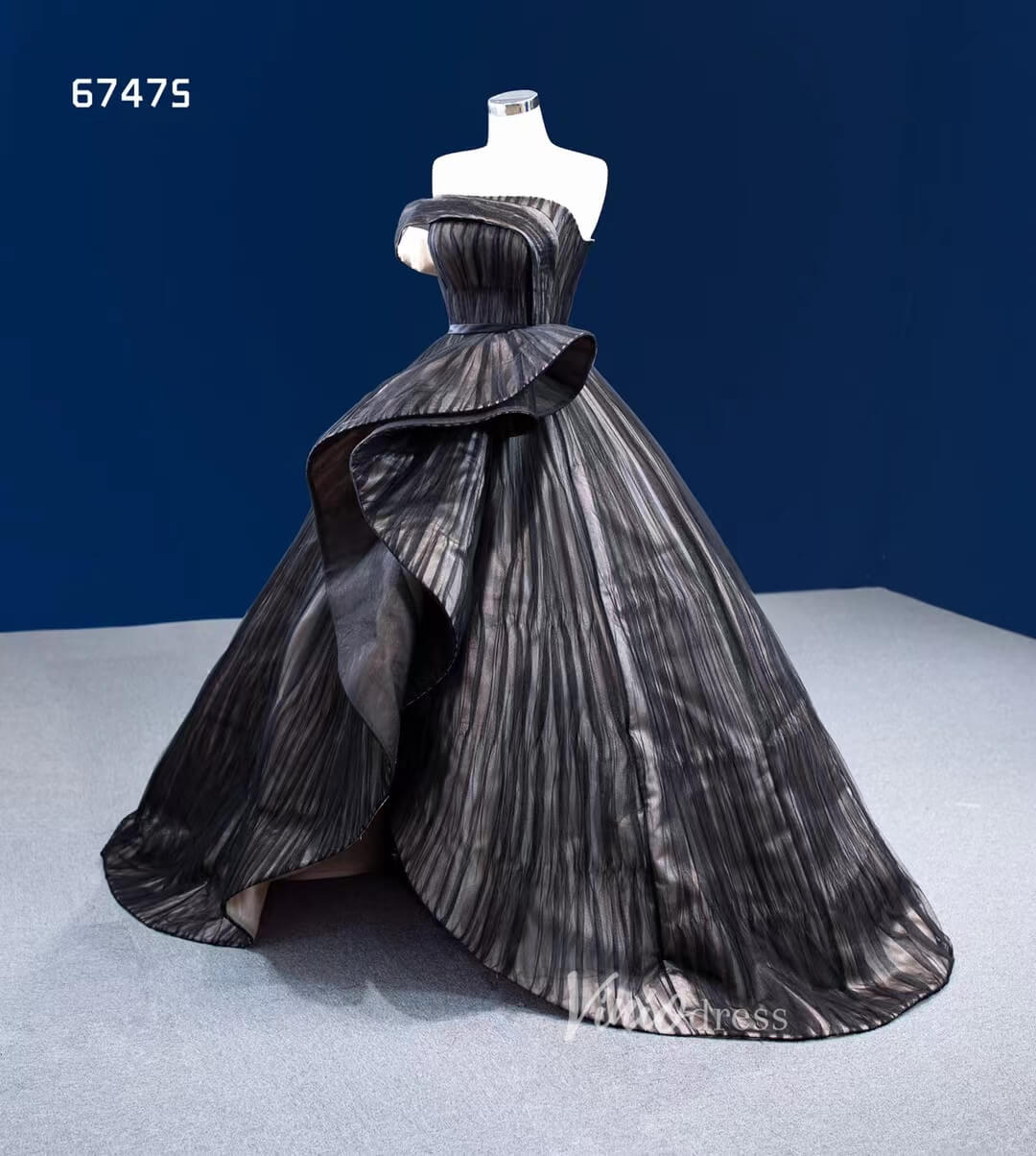 Asymmetric Black Wedding Dress Vintage Pageant Ball Gown One Shoulder 67475-Quinceanera Dresses 2025 -Viniodress-Black-Custom Size-