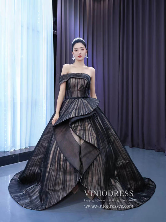 Asymmetric Black Wedding Dress Vintage Pageant Ball Gown One Shoulder 67475-Quinceanera Dresses 2025 -Viniodress-Black-Custom Size-