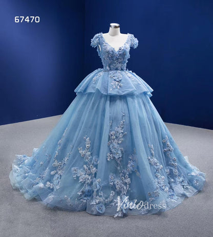 Baby Blue Ball Gown Sweet 16 Dress 3D Flower Quince Dress 67470-Quinceanera Dresses 2025 -Viniodress-Light Blue-Custom Size-