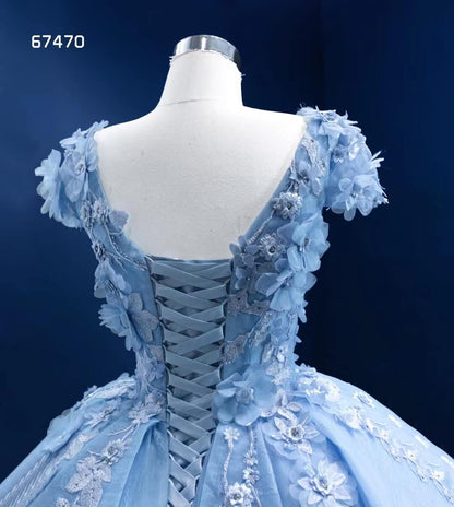 Baby Blue Ball Gown Sweet 16 Dress 3D Flower Quince Dress 67470-Quinceanera Dresses 2025 -Viniodress-Light Blue-Custom Size-
