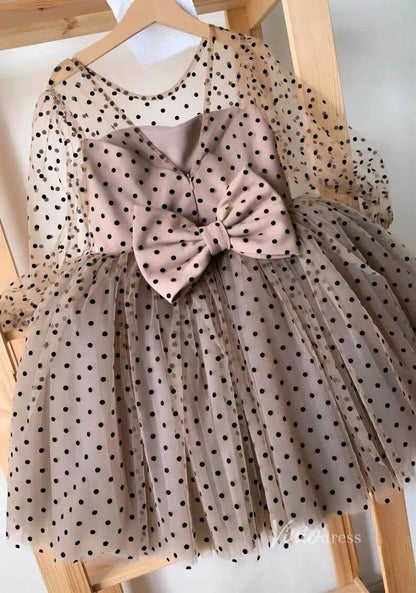 Baby Blue Dotted Tulle Flower Girl Dresses with Bow GL1134-flower girl dresses 2025 -Viniodress-Taupe-Custom Size-