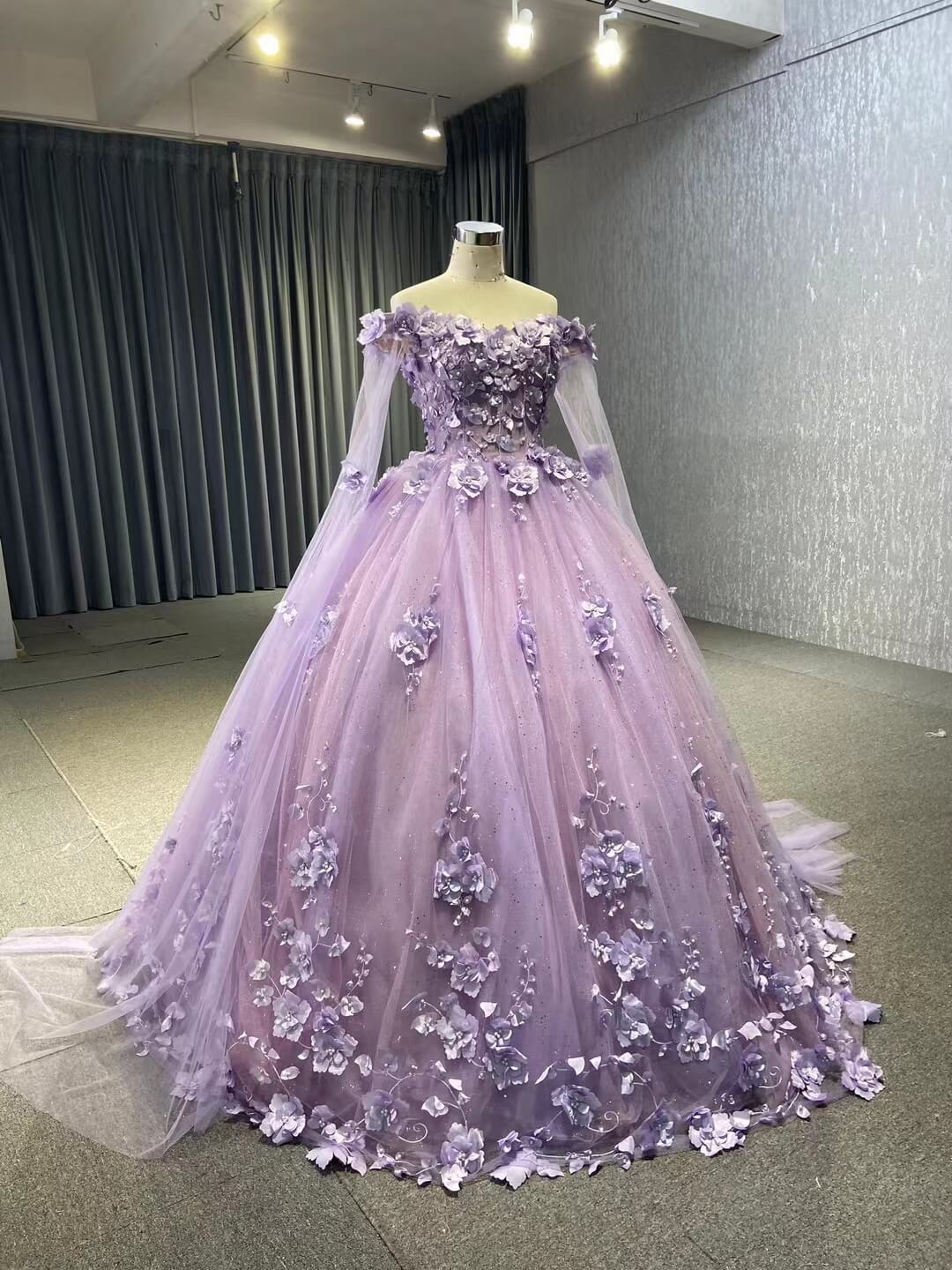 Prom Dress 2025 Baby Blue Flower Quince Dresses Princess Ball Gown with Cape 67458-unique Quinceanera Dresses-Baby Blue-Custom Size-No Cape-Viniodress