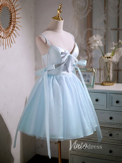 Baby Blue Homecoming Dresses Spaghetti Strap Graduation Dress SD1462B-Dresses 2025 -Viniodress-Baby Blue-Custom Size-