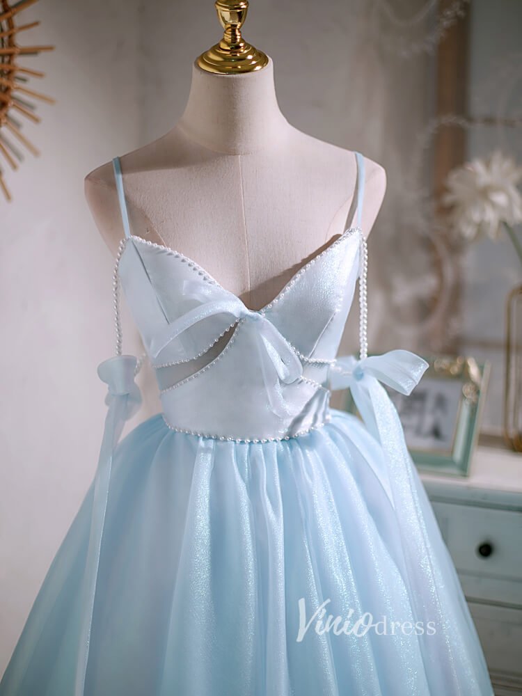 Baby Blue Homecoming Dresses Spaghetti Strap Graduation Dress SD1462B-Dresses 2025 -Viniodress-Baby Blue-Custom Size-