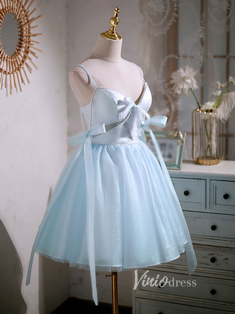 Short Prom Dresses 2025 Baby Blue Homecoming Dresses Spaghetti Strap Graduation Dress SD1462B-Dresses-Viniodress-Baby Blue-Custom Size-Viniodress