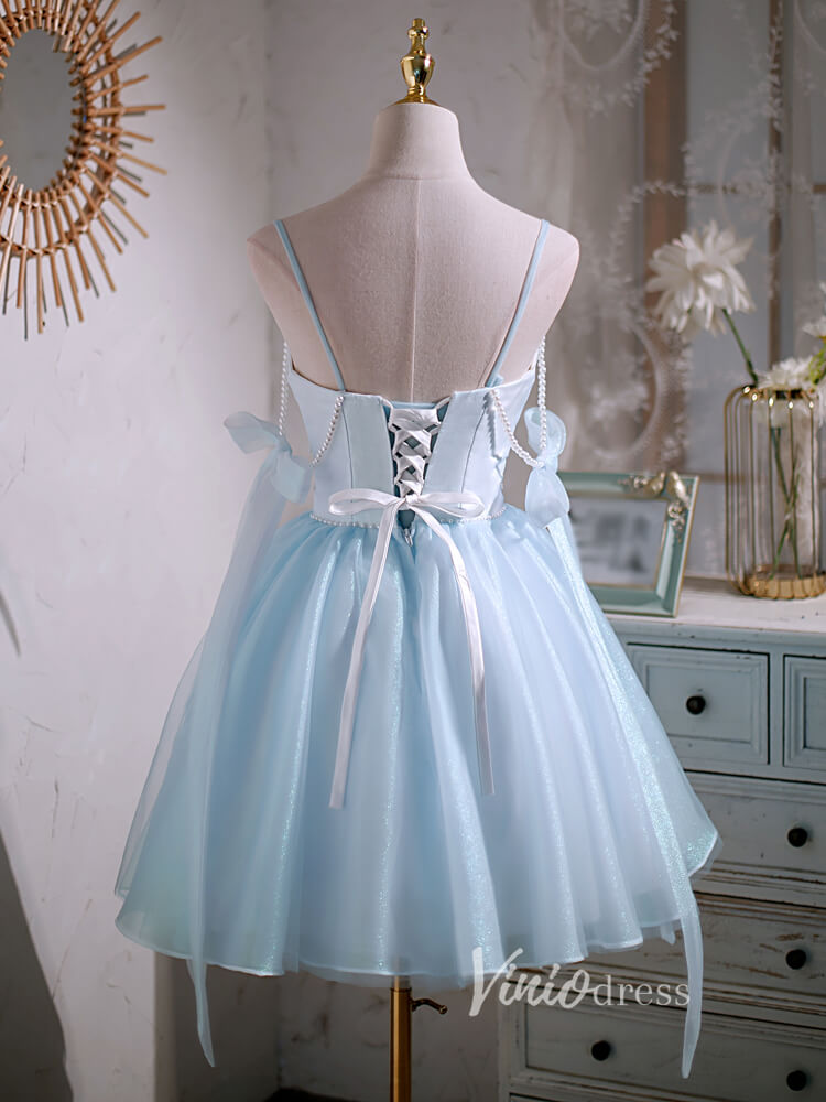 Short Prom Dresses 2025 Baby Blue Homecoming Dresses Spaghetti Strap Graduation Dress SD1462B-Dresses-Viniodress-Baby Blue-Custom Size-Viniodress