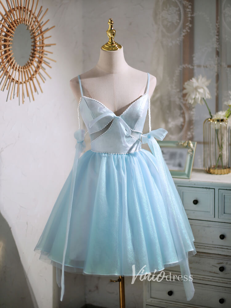 Short Prom Dresses 2025 Baby Blue Homecoming Dresses Spaghetti Strap Graduation Dress SD1462B-Dresses-Viniodress-Baby Blue-Custom Size-Viniodress