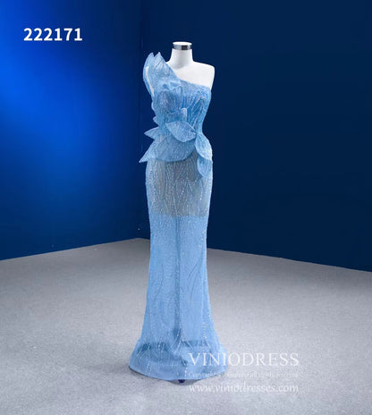 Baby Blue Pageant Dress Beaded Mermaid Formal Evening Gowns 222171-Evening Dresses 2025 -Viniodress-Baby Blue-Custom Size-