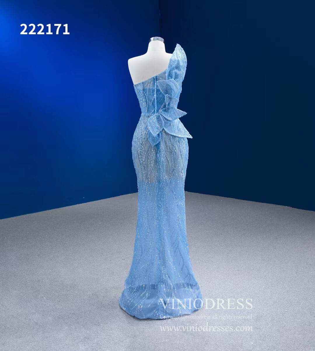 Baby Blue Pageant Dress Beaded Mermaid Formal Evening Gowns 222171 –  Viniodress