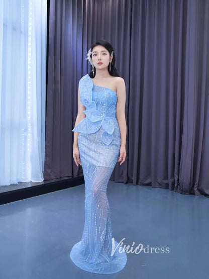 Baby Blue Pageant Dress Beaded Mermaid Formal Evening Gowns 222171-Evening Dresses 2025 -Viniodress-Baby Blue-Custom Size-