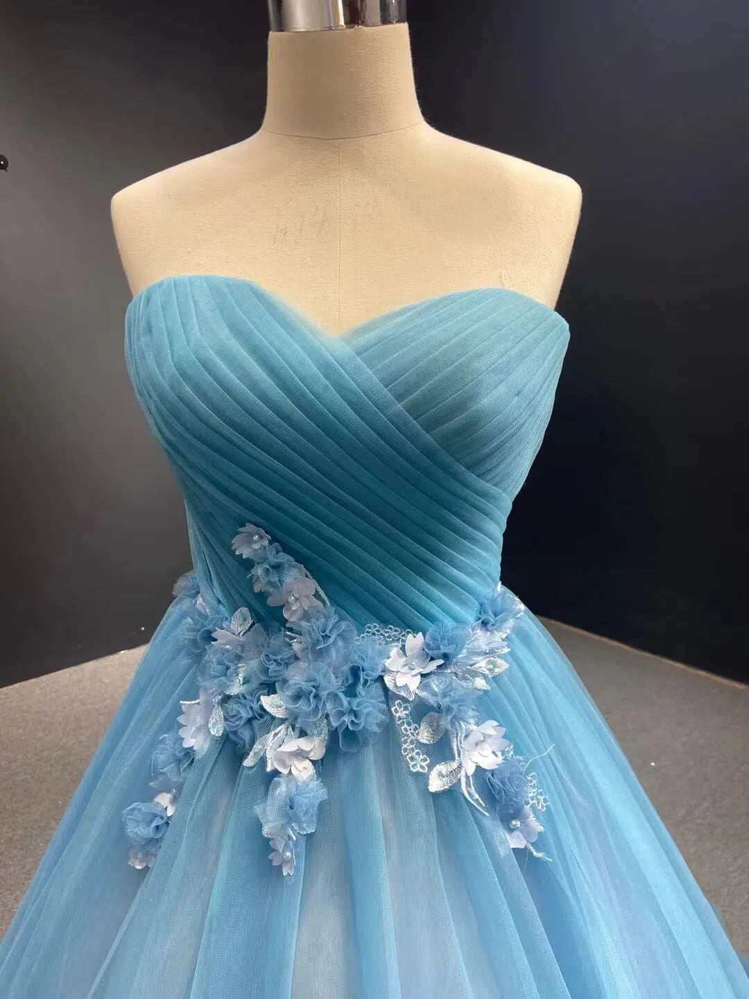 Baby Blue Strapless Ruffle Prom Dresses Quinceanera Dress 66290 viniodress-prom dresses 2025 -Viniodress-Baby Blue-Custom Size-