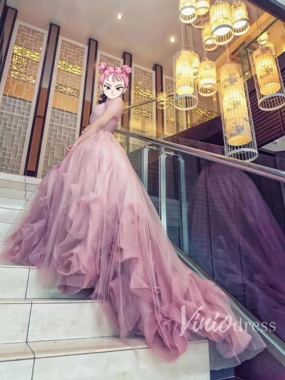 Baby Blue Strapless Ruffle Prom Dresses Quinceanera Dress 66290 viniodress-prom dresses 2025 -Viniodress-Baby Blue-Custom Size-